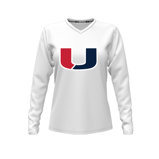 [FTLVPTWH-FYXS-LOGO1] Decker Performance T-Shirt (Female Youth XS, White, V Neck, Logo 1, Long Sleeve)