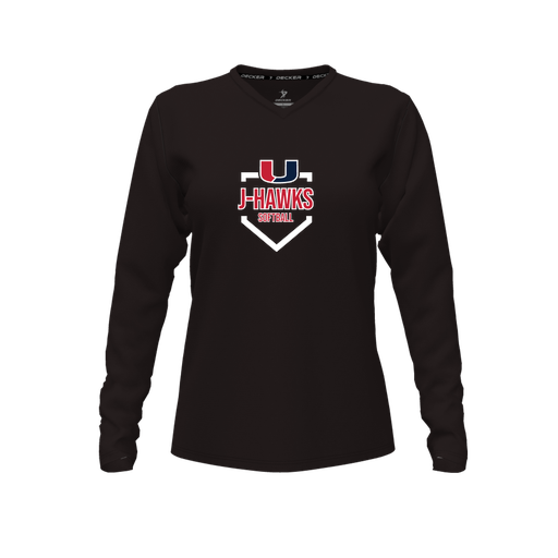 [FTLVPTBK-FYXS-LOGO2] Decker Performance T-Shirt (Female Youth XS, Black, V Neck, Logo 2, Long Sleeve)