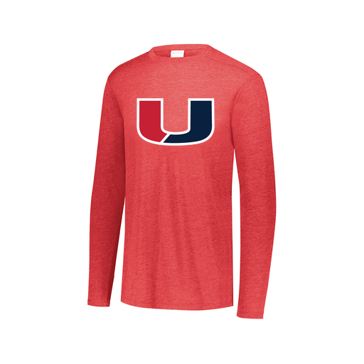 [FTLCUBRD-AXS-LOGO1] Decker Men's Tri-Blend T-Shirt - Long Sleeve (Adult XS, Red, Logo 1)