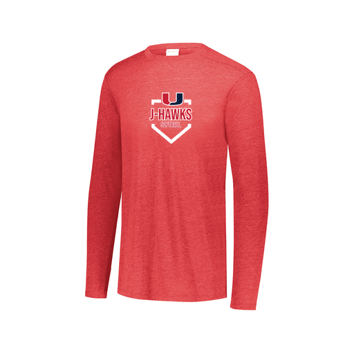[3075.V96.XS-LOGO2] Decker Men's Tri-Blend T-Shirt - Long Sleeve (Adult XS, Red, Logo 2)
