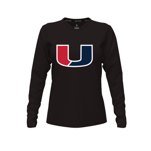 [FTLVCFBK-FYXS-LOGO1] Decker Comfort T-Shirt (Female Youth XS, Black, V Neck, Logo 1, Long Sleeve)