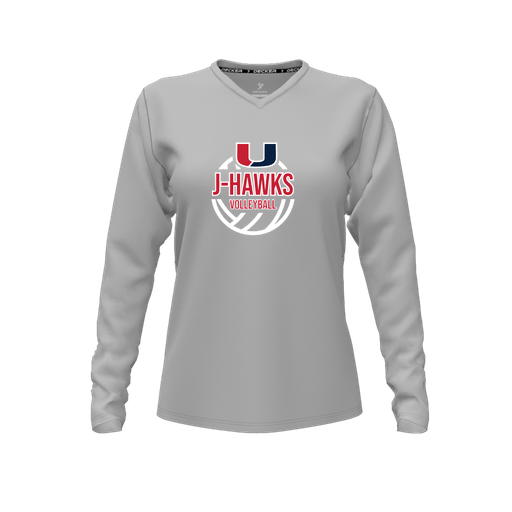 [CUS-DFW-TEES-PER-VNK-LSL-GRY-FYXS-LOGO3] Performance T-Shirt (Female Youth XS, Gray, V Neck, Logo 3, Long Sleeve)