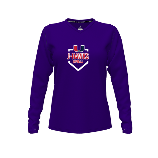 [CUS-DFW-TEES-PER-VNK-LSL-PUR-FYXS-LOGO2] Performance T-Shirt (Female Youth XS, Purple, V Neck, Logo 2, Long Sleeve)