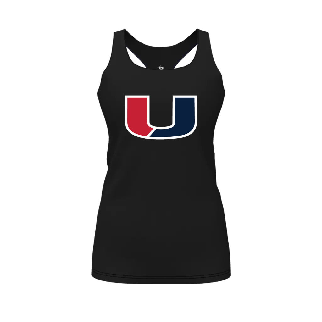 [FT0TRBBK-FYXS-LOGO1] Decker Racerback Tank Top (Black, Female Youth XS, Logo 1)