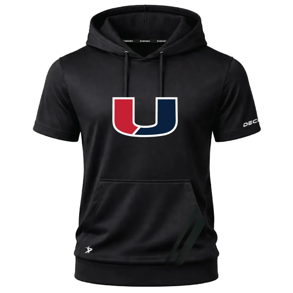 [FOSHSMBK-AS-LOGO1] Decker Adult Short Sleeve Summit Hoodie (Black, Adult S, Logo 1)