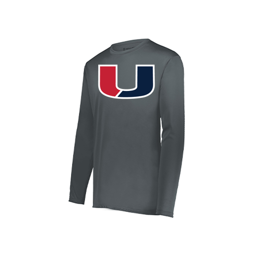 [222823.059.S-LOGO1] Youth LS Smooth Sport Shirt (Youth S, Gray, Logo 1)