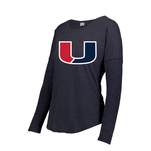 [3077.72N.S-LOGO1] Ladies LS Ultra-blend T-Shirt (Female Adult S, Navy, Logo 1)
