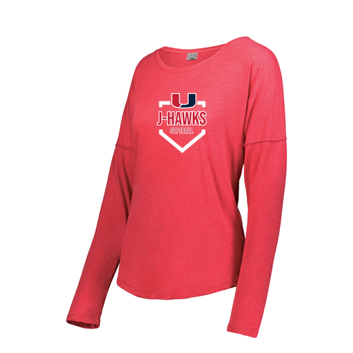 [3077.V96.S-LOGO2] Ladies LS Ultra-blend T-Shirt (Female Adult S, Red, Logo 2)