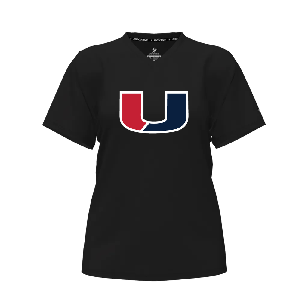 [CUS-DFW-TEES-PER-VNK-SSL-BLK-FAS-LOGO1] Decker Women's Performance T-Shirt - Short Sleeve (Black, Female Adult S, Logo 1)