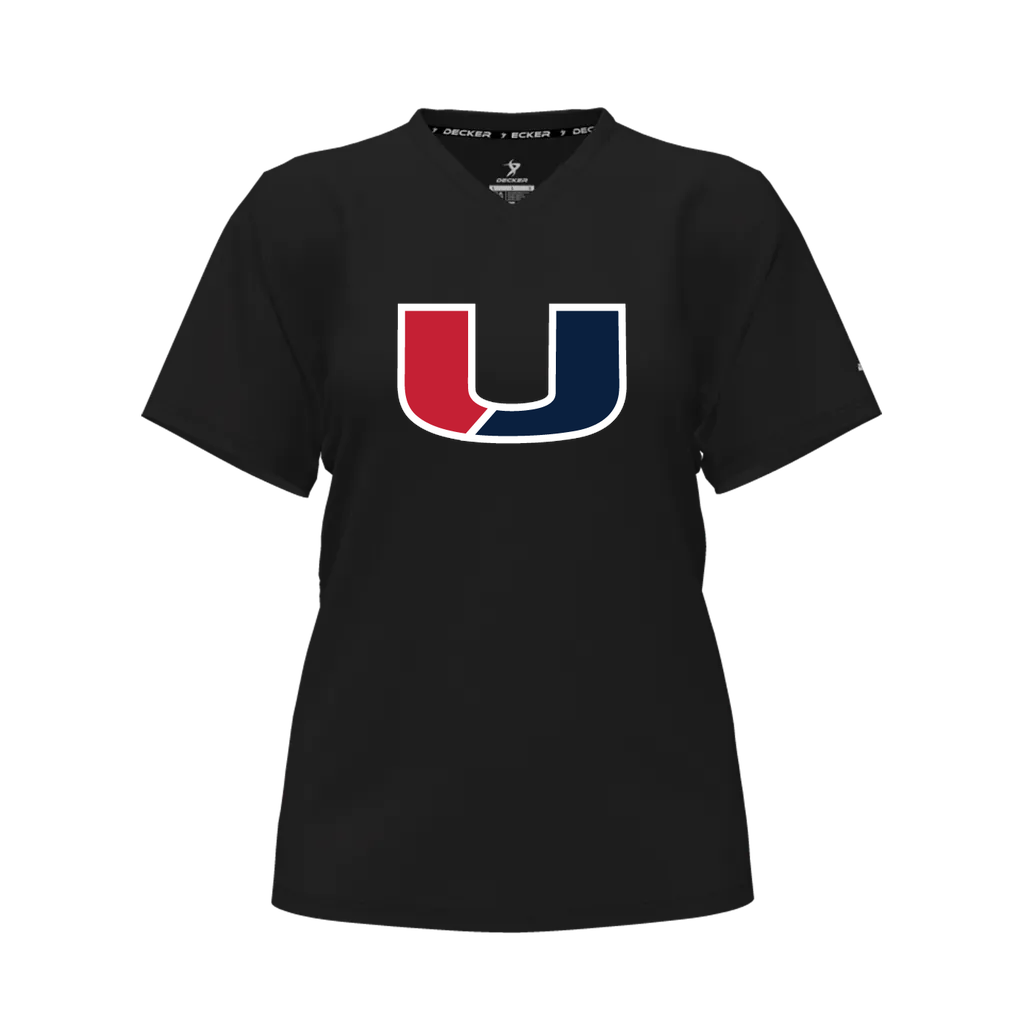 [CUS-DFW-TEES-CMF-VNK-SSL-BLK-FYS-LOGO1] Decker Women's Comfort T-Shirt - Short Sleeve (Black, Female Youth S, Logo 1)