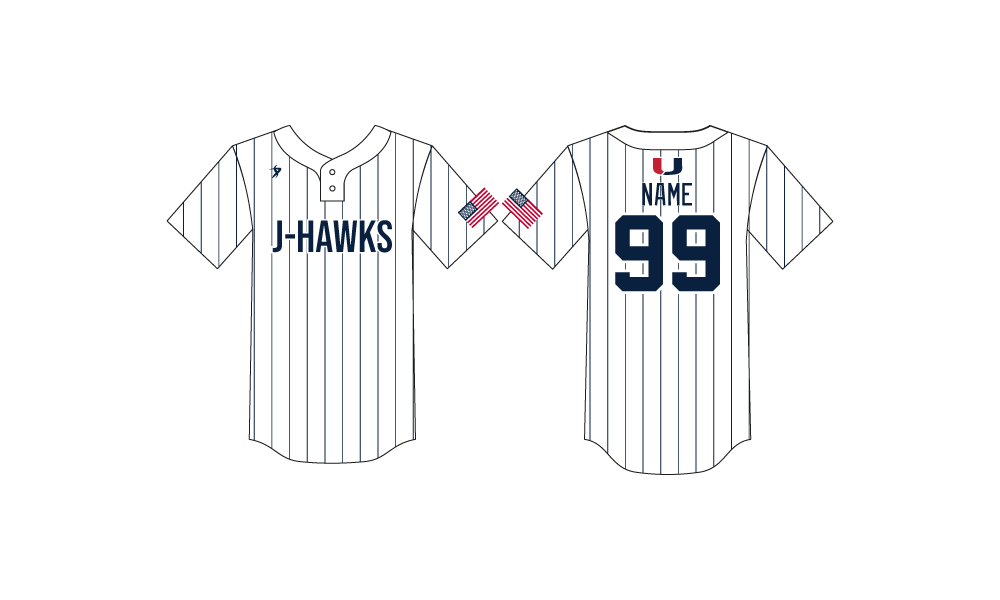 Urbandale J-Hawk Softball - 1. White Pinstripe Jersey